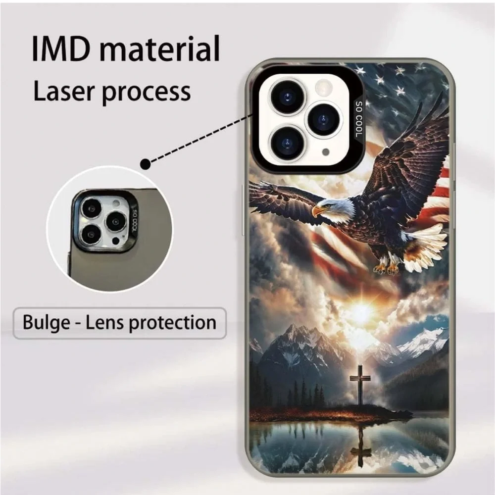 Eagle American Flag Case Compatible with iPhone 15 Pro Max 6.7 inch, Non-Slip